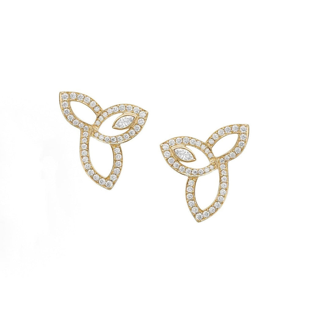 Harry Winston Style Three-Leaf Clover Cubic Zirconia White-Gold-Plated Necklace